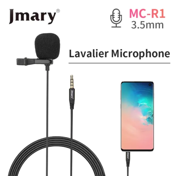 Jummary (MC-R1) Jmary 3.5mm Lavalier Microphone for music recording, interviews, and vlogging. 100% original