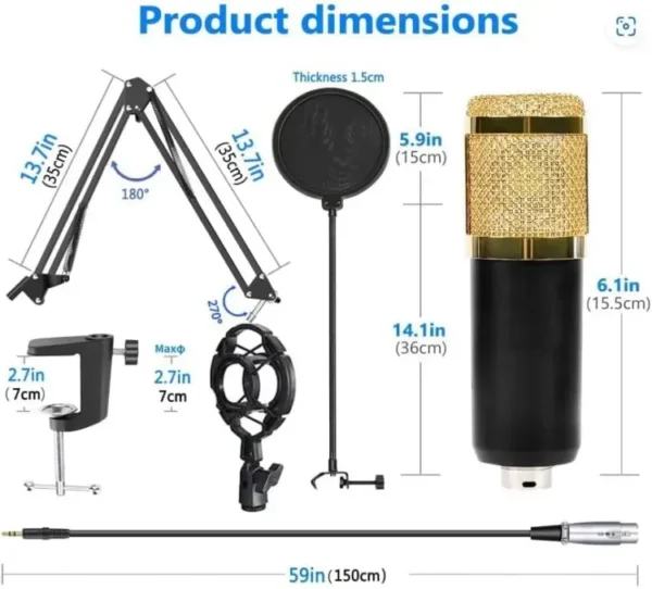 BM800 Condenser Microphone Set with V8 Audio Mixer, Sound Card, Microphone Stand, Double-Layer Pop Filter for Live Streaming, Gaming, Voice Recording, Singing on Smule, and Star Maker - Image 6