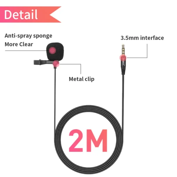 Jummary (MC-R1) Jmary 3.5mm Lavalier Microphone for music recording, interviews, and vlogging. 100% original - Image 2
