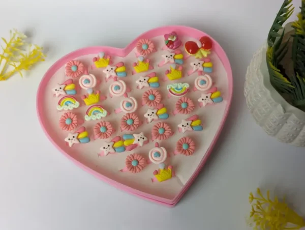 Multi-Piece Kids Cartoon Candy Rings Set - Flower, Rainbow, and Animal Shapes - Colorful Mix Jewelry Rings for Girls - Adjustable and Cute Pretend Play Makeup Toys - Perfect Gift for Girls - Image 10