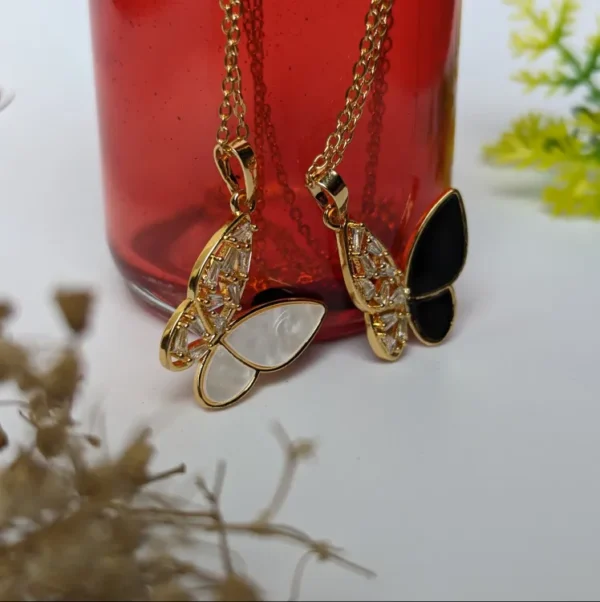 Shimmering Butterfly Crystal Pendant Necklace for Women - Elegant Double Layer Clavicle Chain Jewelry - Perfect Gift for Ladies - Ideal for Punk Party and Everyday Glamour - Image 2