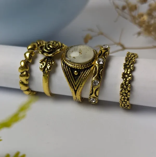 Elegant Hollow Flower Ring Set - Classic Vintage Style Stacking Rings for Women - Adjustable and Chic Fashion Jewelry - Perfect Wedding, Party, or Gift for Her - Image 8