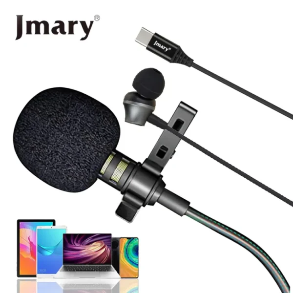 Jmmary (MC-R6) Professional Type-C lavalier microphone with earphone, Noise Reduction, Radio Clear Voice and In-ear headset design - Image 4