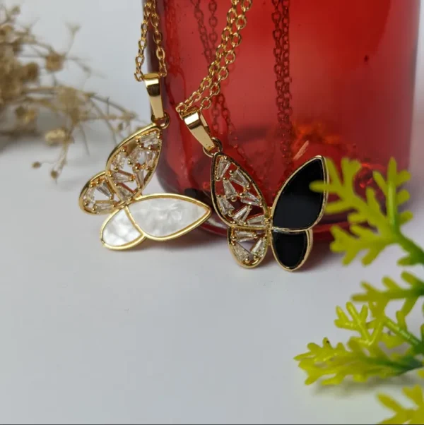 Shimmering Butterfly Crystal Pendant Necklace for Women - Elegant Double Layer Clavicle Chain Jewelry - Perfect Gift for Ladies - Ideal for Punk Party and Everyday Glamour - Image 4