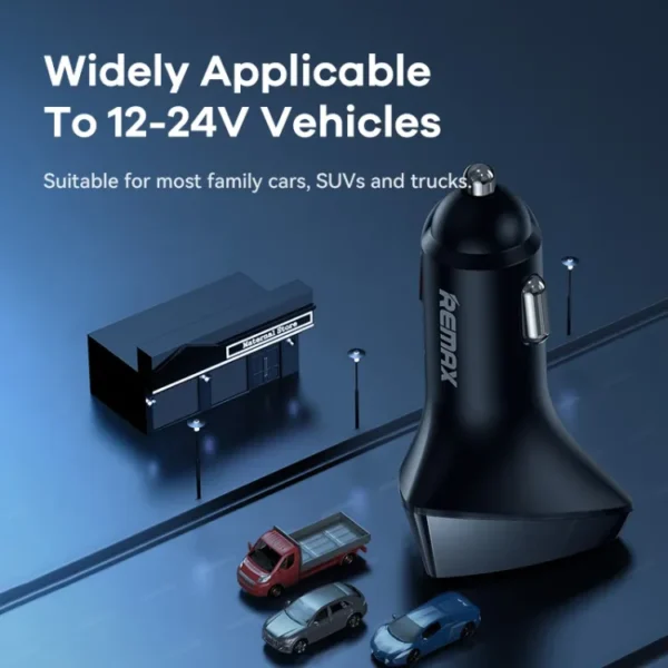 Remax Fast Car Charger with 3 USB ports, supports fast charging for mobile phones - Image 6