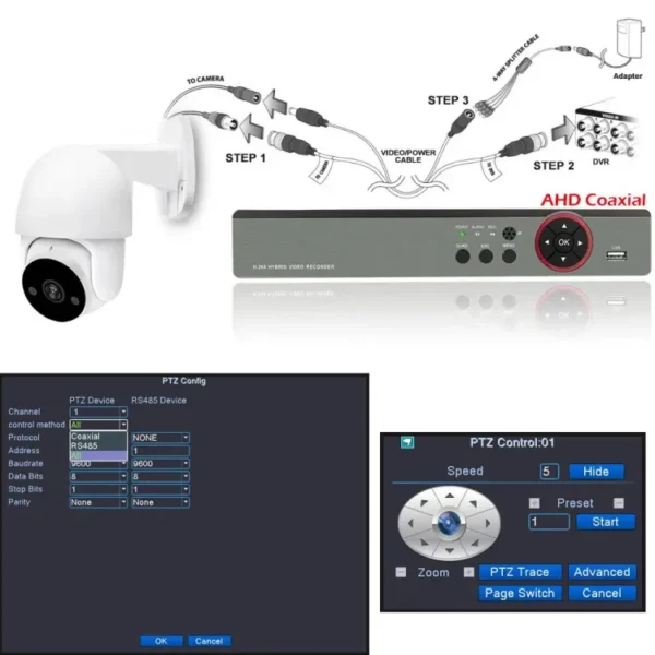IP66 waterproof PTZ AHD camera for indoor/outdoor surveillance. Features infrared night vision, analog signal, and suitable for home security - Image 3