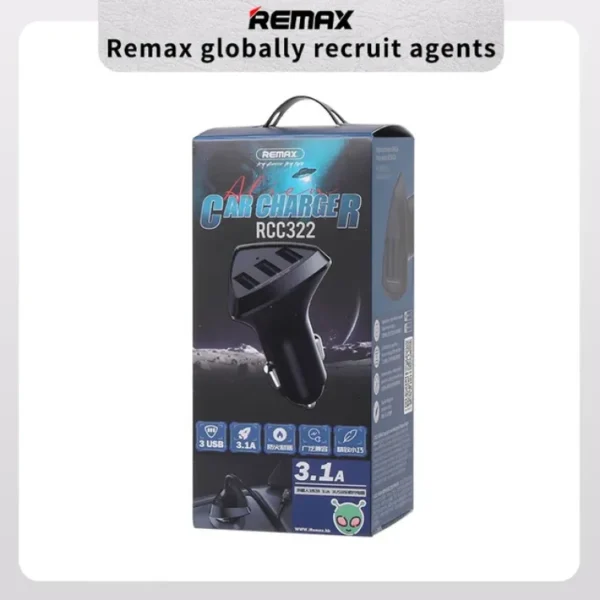 Remax Fast Car Charger with 3 USB ports, supports fast charging for mobile phones - Image 7