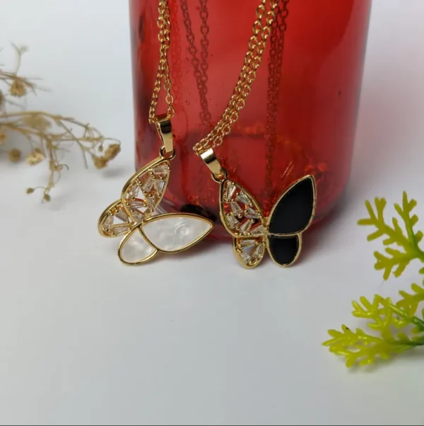 Shimmering Butterfly Crystal Pendant Necklace for Women - Elegant Double Layer Clavicle Chain Jewelry - Perfect Gift for Ladies - Ideal for Punk Party and Everyday Glamour - Image 3