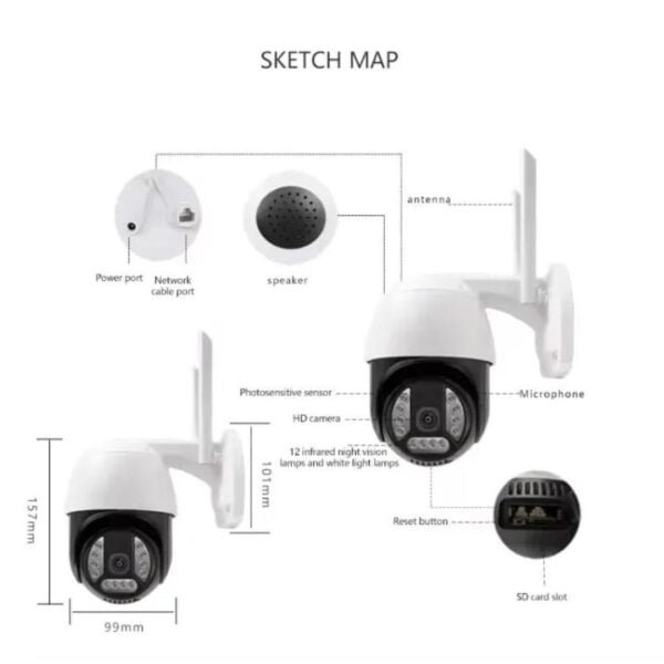 Wireless outdoor security camera with 4G SIM, infrared, PIR motion detection, HD night vision, 2MP resolution, 10x zoom - Image 6