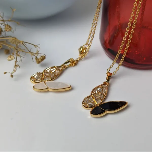 Shimmering Butterfly Crystal Pendant Necklace for Women - Elegant Double Layer Clavicle Chain Jewelry - Perfect Gift for Ladies - Ideal for Punk Party and Everyday Glamour - Image 5