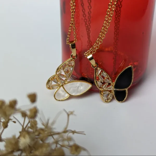 Shimmering Butterfly Crystal Pendant Necklace for Women - Elegant Double Layer Clavicle Chain Jewelry - Perfect Gift for Ladies - Ideal for Punk Party and Everyday Glamour - Image 6