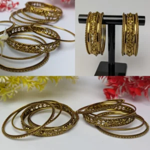 Statement Gold-Plated Bangles Set - 12 Exquisite Designs for Women - Bridal and Ethnic Jewelry - Fashionable and Elegant Gold Accessories