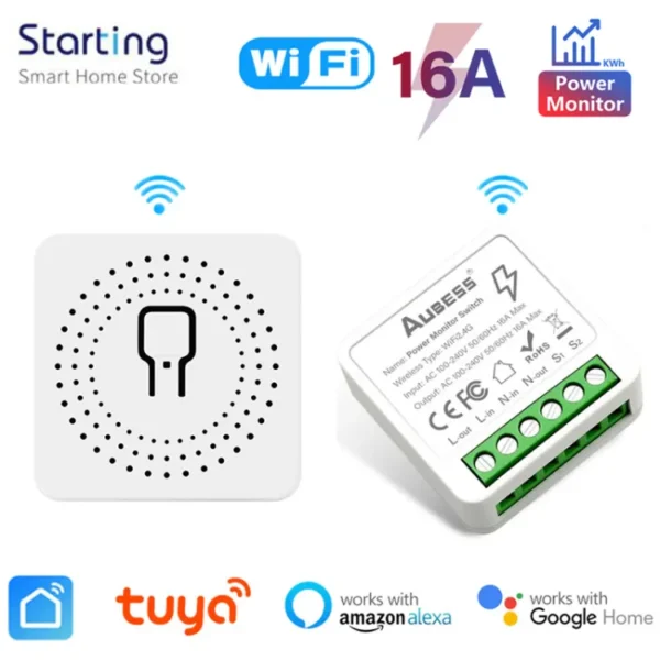 Smart wifi switch for electric gate door lock - only switch lock not include - 220V - share with family - timer & schedule EweLink Mini Wifi Smart Switch Light - 16A 2 Way Module On Off Breaker - Wireless Remote Voice Timer Timing App - for Google Home AI