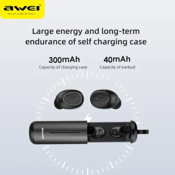 Awei T55 Wireless Bluetooth Earphones With Mic Wireless Headphones In-ear TWS Earbuds Waterproof IPX4 Sport Gaming Headset