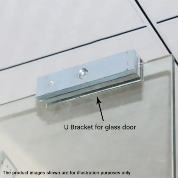 Bracket For Glass frame Electromagnetic EM Door Lock Bracket For Frameless Glass Door U shape bracket Glass Door Lock Swing push door Electromagnetic Electronic Magnetic Force Door Lock for Access Control Single Door bracket install on both - Image 4