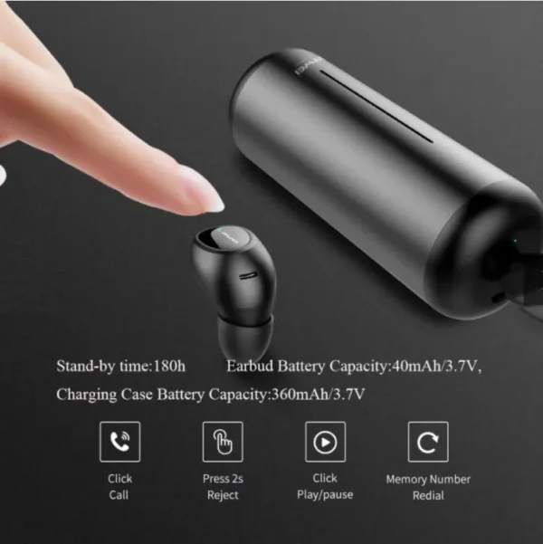 Awei T55 Wireless Bluetooth Earphones With Mic Wireless Headphones In-ear TWS Earbuds Waterproof IPX4 Sport Gaming Headset - Image 5