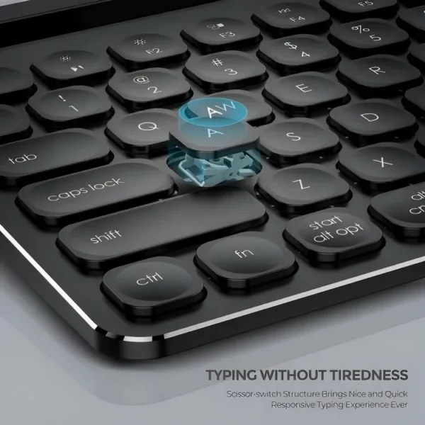 Latest Victsing USB Wireless Rechargeable Keyboard, Dual Mode Bluetooth Keyboard with Integrated Holder for iOS, Mac, Windows and Android - Image 5