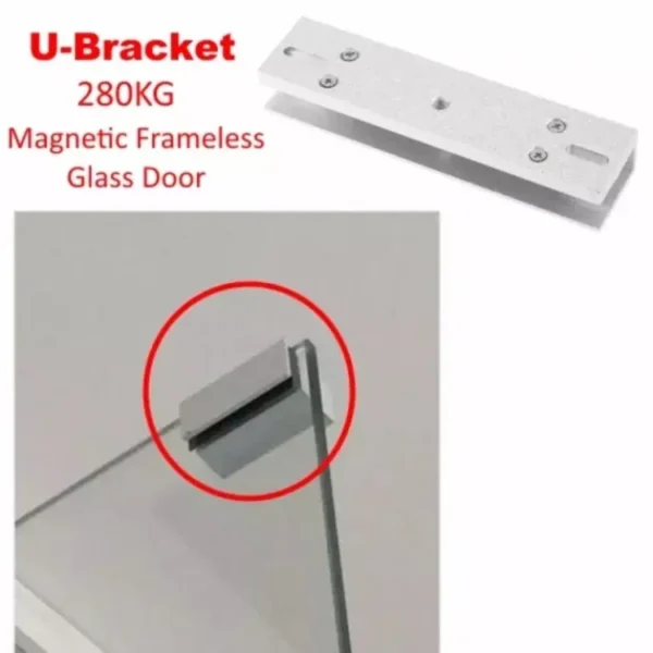 Bracket For Glass frame Electromagnetic EM Door Lock Bracket For Frameless Glass Door U shape bracket Glass Door Lock Swing push door Electromagnetic Electronic Magnetic Force Door Lock for Access Control Single Door bracket install on both - Image 5