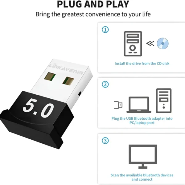 Bluetooth 5.0 USB Dongle for PC: Ideal for Keyboards, Game Consoles, Printers, Speakers, and More - Image 4