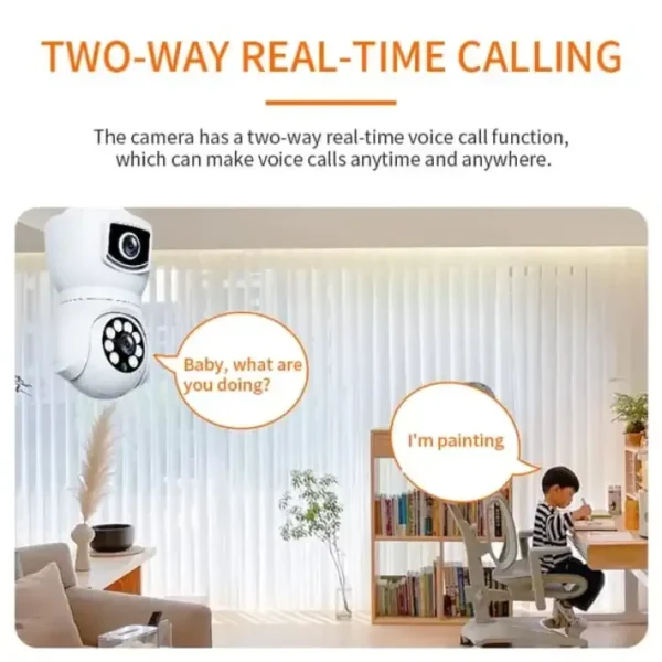 Dual Lens CCTV, CCTV Camera HD 4MP (2+2) WiFi Home Camera, 360 Degree Panoramic Dual Lens, Motion Detection, Bulb Security Camera for Indoor Wifi Camera Blub Socket - Security Camera For Home Wifi - Camera CCTV - Security Camera - Security Camera For Home - Image 2