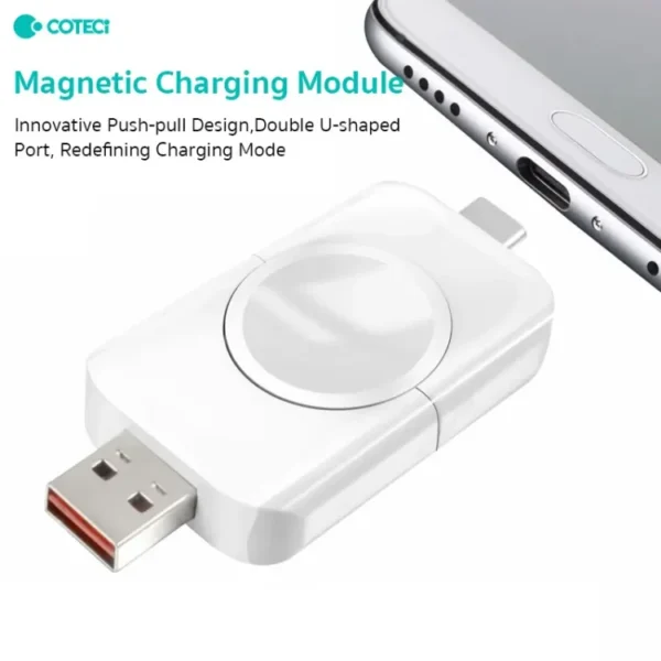 Wireless watch charger Dual Interface watch charger Portable Wireless Magnetic Watch Charger Dual USB Ports Type-C Smartwatch Charging for Samsung and apple watch - Image 2