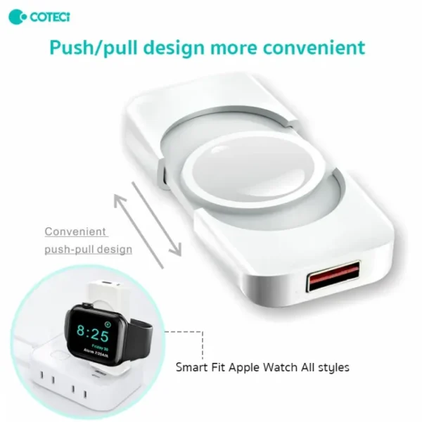 Wireless watch charger Dual Interface watch charger Portable Wireless Magnetic Watch Charger Dual USB Ports Type-C Smartwatch Charging for Samsung and apple watch - Image 3