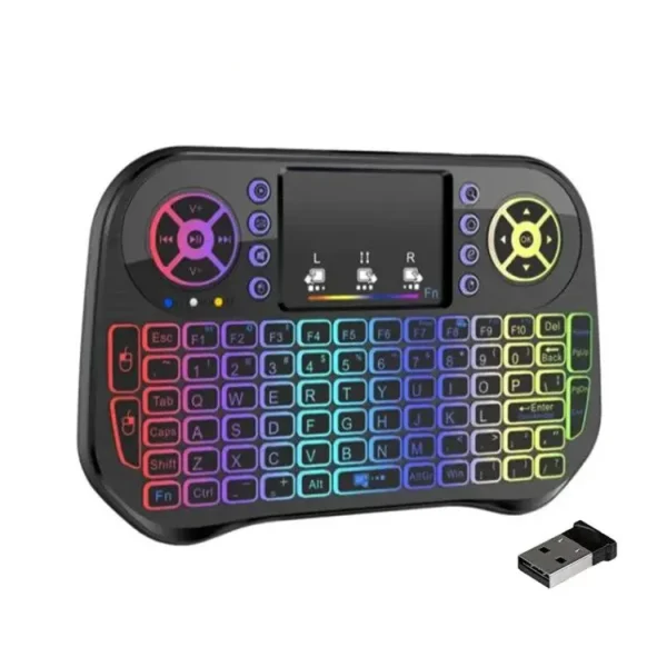 Portable Mini Wireless Keyboard with RGB Backlit Touchpad Mouse, Rechargeable Battery, for Android TV Box, Smart TV, PC, Tablet - Image 3