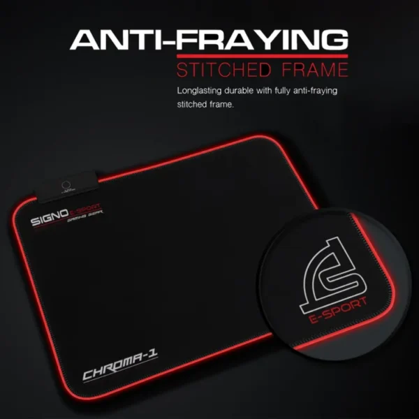 RGB Mouse pad for Gamers, Mouse Pad, SIGNO Illuminated Gaming Mouse Mat CHROMA-1 DP-O8S with RGB, Colorful Lights RGB Gaming Extended Mousepad - XL Gaming Mousepad With 14 Lighting Modes Braided USB Cable - 800mm x 300mm x 4mm - Image 2