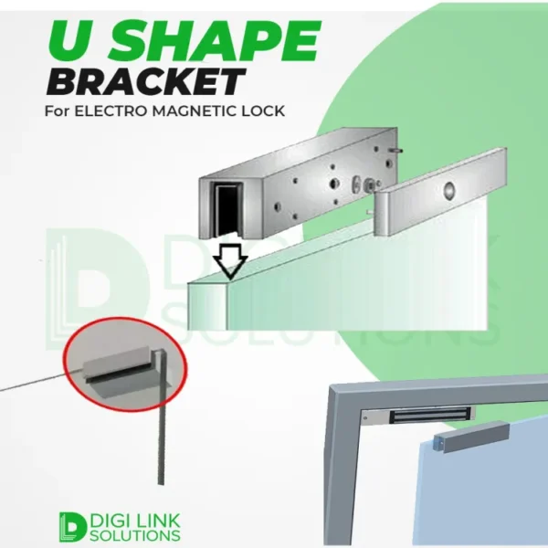 Bracket For Glass frame Electromagnetic EM Door Lock Bracket For Frameless Glass Door U shape bracket Glass Door Lock Swing push door Electromagnetic Electronic Magnetic Force Door Lock for Access Control Single Door bracket install on both - Image 6