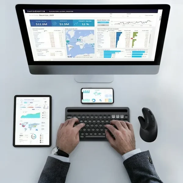 Latest Victsing USB Wireless Rechargeable Keyboard, Dual Mode Bluetooth Keyboard with Integrated Holder for iOS, Mac, Windows and Android - Image 9