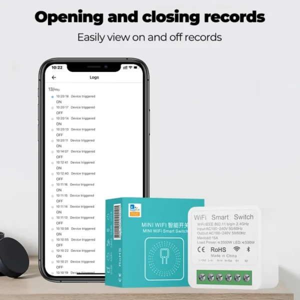 Smart wifi switch for electric gate door lock - only switch lock not include - 220V - share with family - timer & schedule EweLink Mini Wifi Smart Switch Light - 16A 2 Way Module On Off Breaker - Wireless Remote Voice Timer Timing App - for Google Home AI - Image 2
