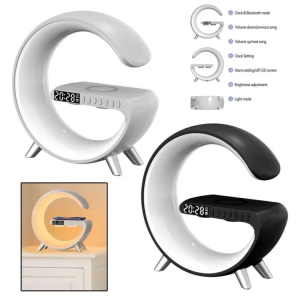 Doomhot 4-in-1 Bluetooth Speaker, 10W Wireless Charger, LED Lamp, Alarm Clock & Desk Speaker - Image 2