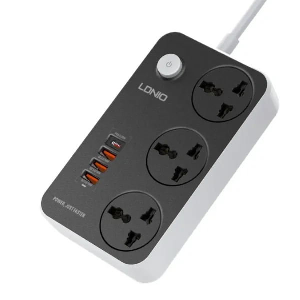 Original Imported Brand LDNIO SC3412 Fast Charging Power Extension With 20W USB C PD Port & 3 QC 3.0 Ports EU Plug LDNIO Fast Charging Power Extension EU Plug Original Ldnio Imported Extension Board with 3 Sockets & Fast 3 USB Ports LDNIO