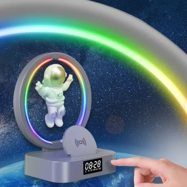 Wireless Y-558 Magnetic Levitation Astronaut TWS Bluetooth Speaker With RGB Light/ Wireless Charger - Image 3