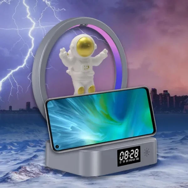 Wireless Y-558 Magnetic Levitation Astronaut TWS Bluetooth Speaker With RGB Light/ Wireless Charger - Image 5