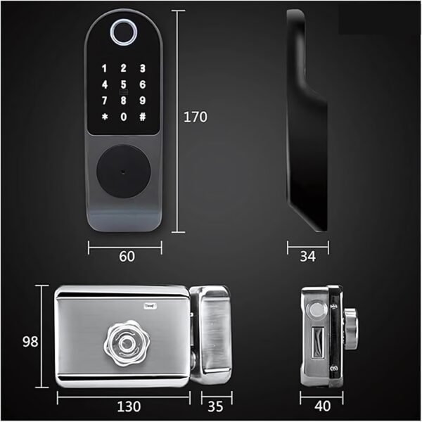 Tuya Smart Keyless Waterproof Door Lock – Biometric WiFi Security with Fingerprint and Password Unlock App Control.