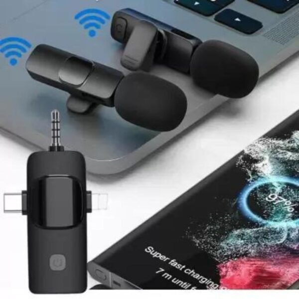 K15 Professional 3in1 Cordless USB Light-Weight Portable Wireless Recording Microphone - Image 2