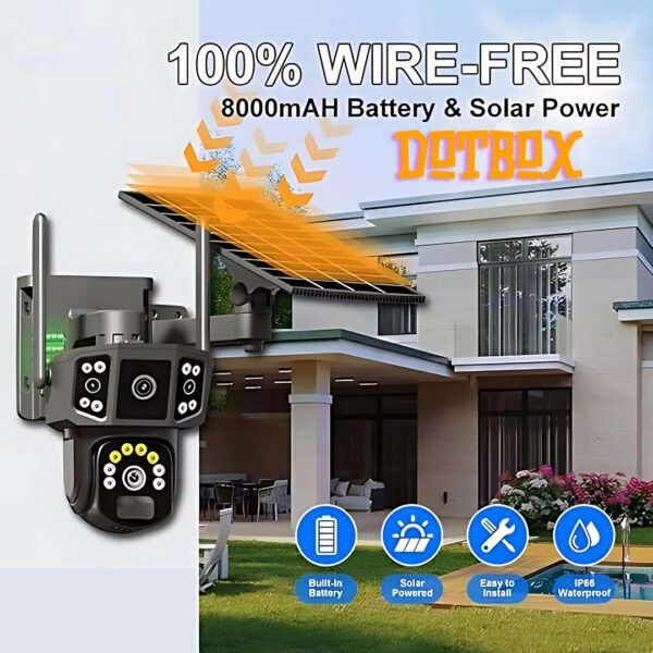 IP Smart home security Camera with WIFI and Solar plate 3in1 CCTV 2 Lens 2K Resolution IP66 PTZ , 355° View, 2 Way Talk, Night Vision, and Motion Detect - Image 4
