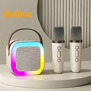 Digital Colorful Karaoke Bluetooth Speaker with Stereo Sound, and Wireless Mic with 4 Voice Converter, and with RGB Lights...