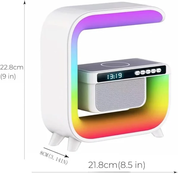 Wireless Speaker Lamp with Bluetooth Speaker, RGB Night Light, Sport Wireless Charging, and Alarm Clock for Bedroom Decoration. - Image 8