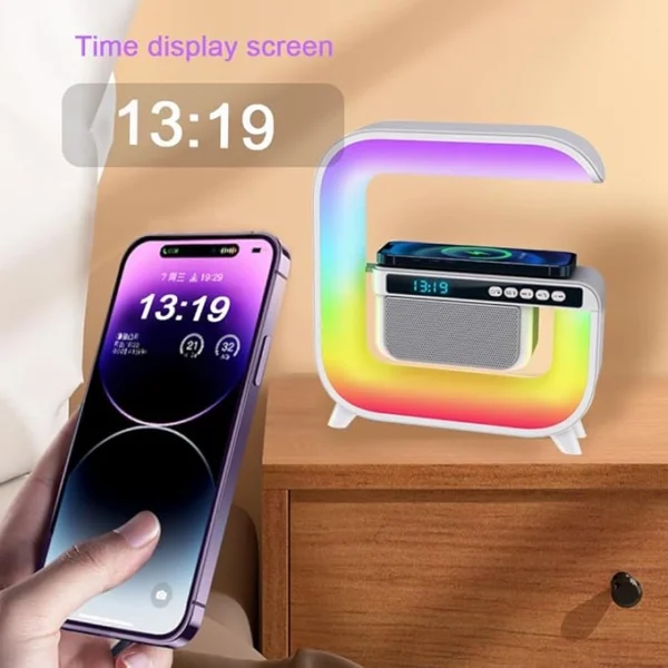 Wireless Speaker Lamp with Bluetooth Speaker, RGB Night Light, Sport Wireless Charging, and Alarm Clock for Bedroom Decoration. - Image 5