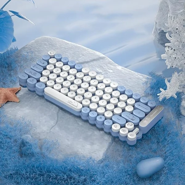 RGB Waterproof Bluetooth Wireless Keyboard and Mouse Combo with USB Dongle – Stylish blue and Versatile Setup for pc - Image 4