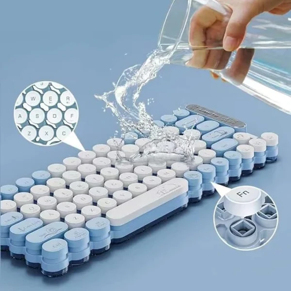 RGB Waterproof Bluetooth Wireless Keyboard and Mouse Combo with USB Dongle – Stylish blue and Versatile Setup for pc - Image 3