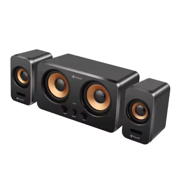 Kisonli Bluetooth AUX-USB Desktop Speaker system for PC with Stereo Sound, Compact Design, and Modern Sleek Aesthetic - Image 4