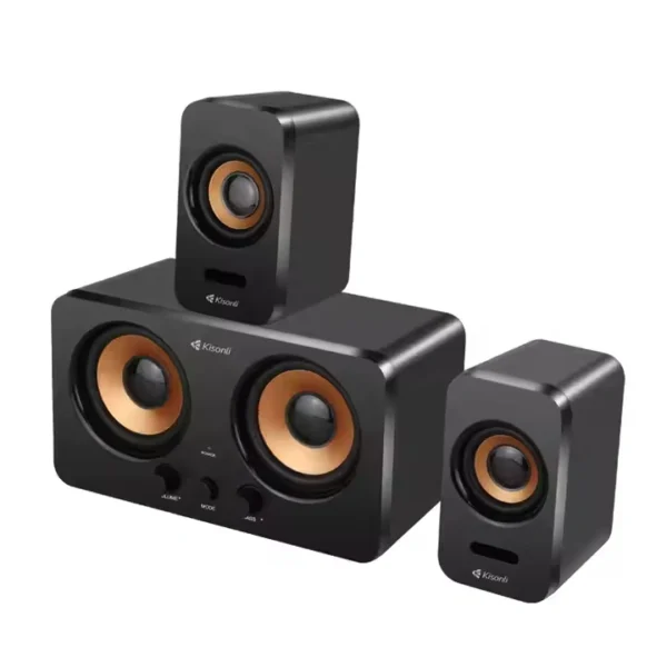 Kisonli Bluetooth AUX-USB Desktop Speaker system for PC with Stereo Sound, Compact Design, and Modern Sleek Aesthetic - Image 3