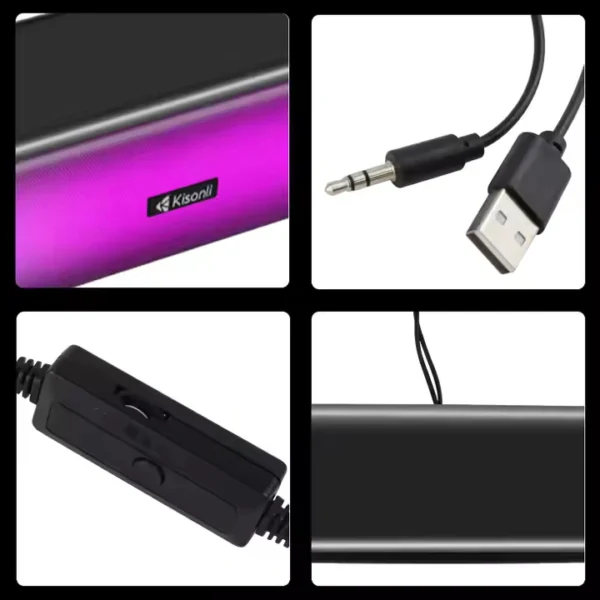 Kisonli RGB Gaming Wired USB Sound Bar System - Image 6