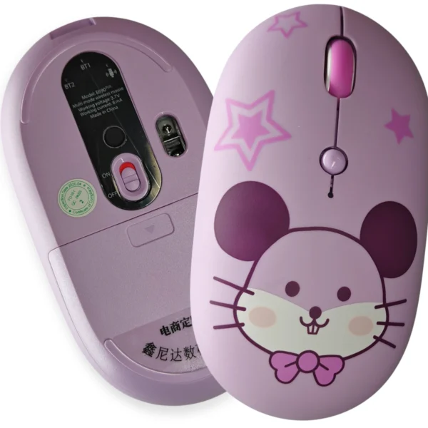 Wireless Mouse with Dual Bluetooth & 2.4GHz Dongle - Available in Pink & Purple. - Image 2