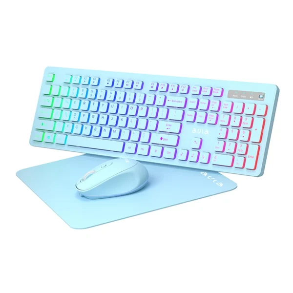 AULA RGB Wireless Keyboard Mouse & mousepad Combo, Rechargeable, 2.4GHz, Ergonomic, for PC, Windows & Mac - Image 2