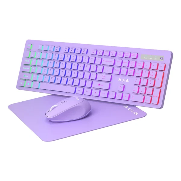 AULA RGB Wireless Keyboard Mouse & mousepad Combo, Rechargeable, 2.4GHz, Ergonomic, for PC, Windows & Mac - Image 3