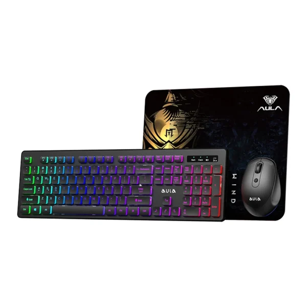 AULA RGB Wireless Keyboard Mouse & mousepad Combo, Rechargeable, 2.4GHz, Ergonomic, for PC, Windows & Mac - Image 5